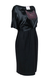 Current Boutique-3.1 Philip Lim - Black Midi Dress w/ Embroidered Satin Top & Wool Skirt Sz 8