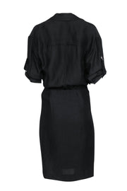 Current Boutique-3.1 Phillip Lim - Black Linen Crop Sleeve Dress Sz 4