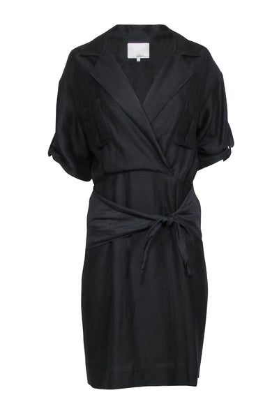 Current Boutique-3.1 Phillip Lim - Black Linen Crop Sleeve Dress Sz 4