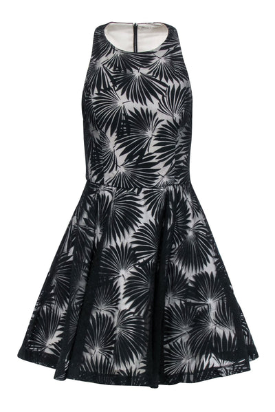 Current Boutique-Alice & Olivia - Black Sleeveless Racerback Leaf Print Dress Sz 6