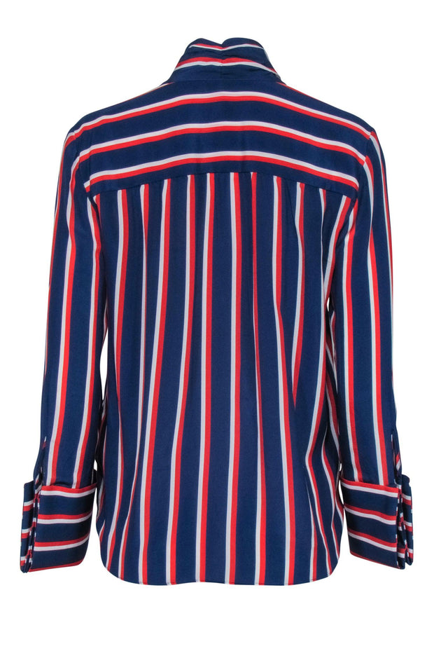 Current Boutique-Alice & Olivia - Blue, Red, & White Pinstripe Long Sleeve Blouse Sz M