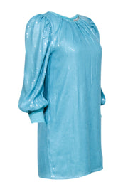 Current Boutique-Alice & Olivia - Bright Blue Sequin Crop Sleeve Shift Dress Sz S