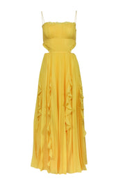 Current Boutique-Amur - Yellow Sleeveless Pleated Side Cutout Maxi Dress Sz 0