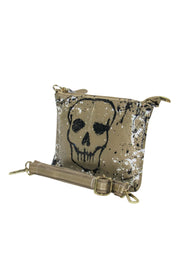 Current Boutique-Anca Barbu - Gold Metallic Skull Print Convertable Crossbody Bag