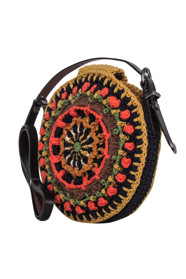 Current Boutique-Andersson Bell - Tan & Multi Color Woven Round Crossbody Bag