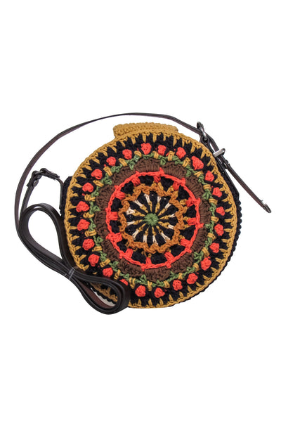 Current Boutique-Andersson Bell - Tan & Multi Color Woven Round Crossbody Bag