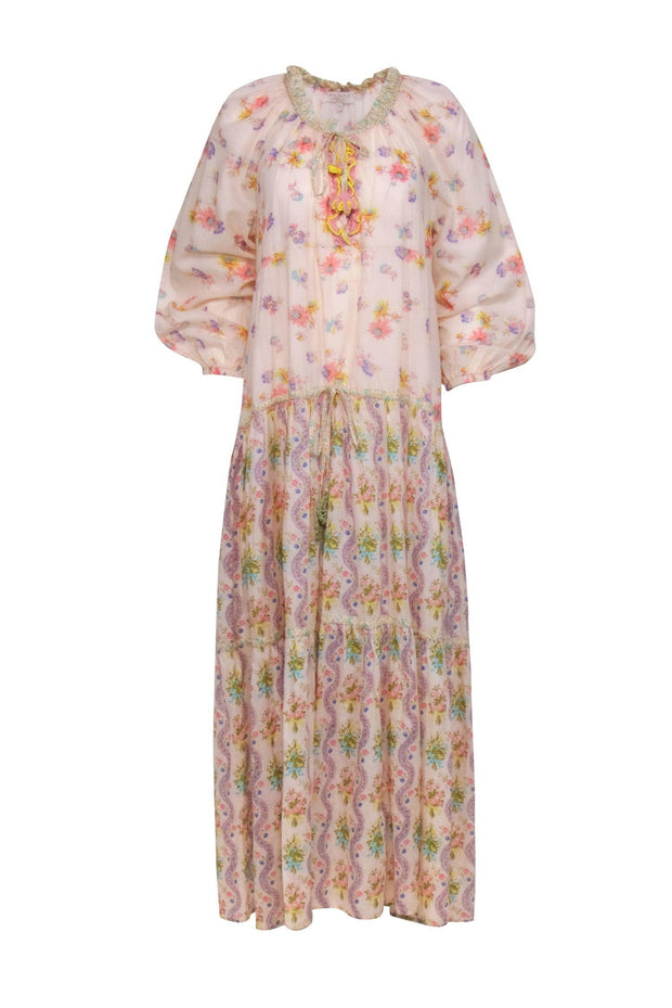 Current Boutique-Anjuna Collection - Light Pink Floral Print Maxi Dress Sz M