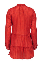 Current Boutique-Anthropologie x Pilcro - Orange Cotton Embroidered Tunic Sz S