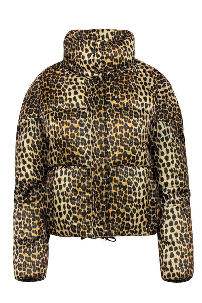 Current Boutique-Apparis - Tan & Black Leopard Print Puffer Coat Sz S
