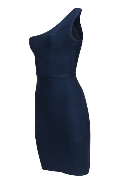 BCBG Max Azria Navy Bandage One Shoulder Dress Sz XS Current