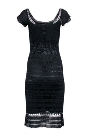Current Boutique-Basix II - Black Knit Beaded Cap Sleeve Dress Sz M