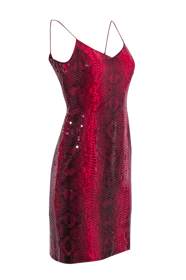 Current Boutique-Basix II - Red Silk Sequin Sleeveless Mini Dress Sz 4