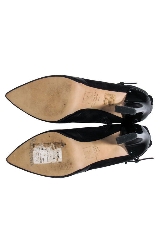 Current Boutique-Birdie - Black Flat Mule Shoes w/ Feather Trim Sz 6