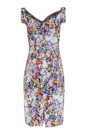 Current Boutique-Black Halo - White & Multi-Color Floral Print Sleeveless Sheath Dress Sz 2