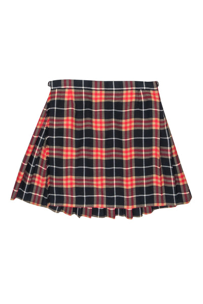 Current Boutique-Burberry - Black, Red, & Tan Plaid Wrap Skirt Sz 14