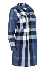 Current Boutique-Burberry Brit - Navy Plaid Long Sleeve Dress Sz 4