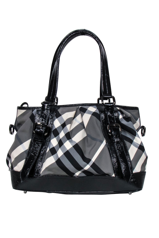 Current Boutique-Burberry - Grey, Black, & Cream Plaid Shoulder Bag
