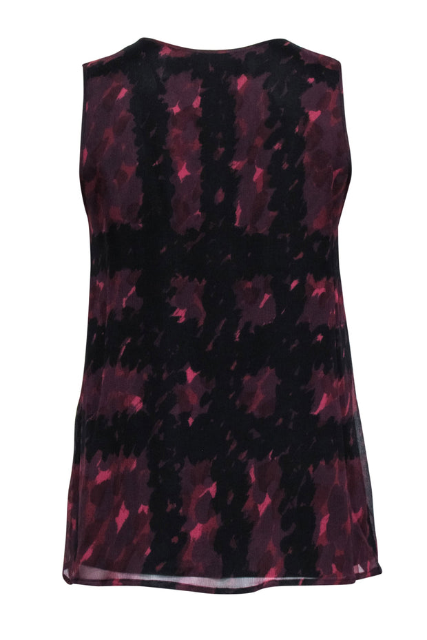 Current Boutique-Burberry - Maroon, Black, & Pink Print Layer Top Sz 4