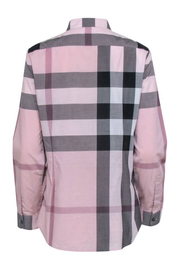 Current Boutique-Burberry - Pink & Black Plaid Button Down Shirt Sz M