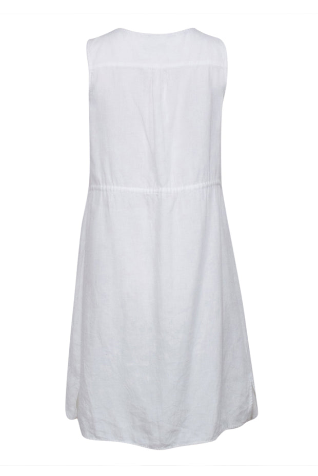Current Boutique-Burberry - White Sleeveless Shirt Dress w/ Drawstring Waist Sz 4