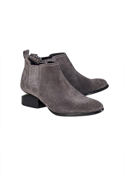 Alexander Wang Grey Suede Short Ankle Booties Sz Current