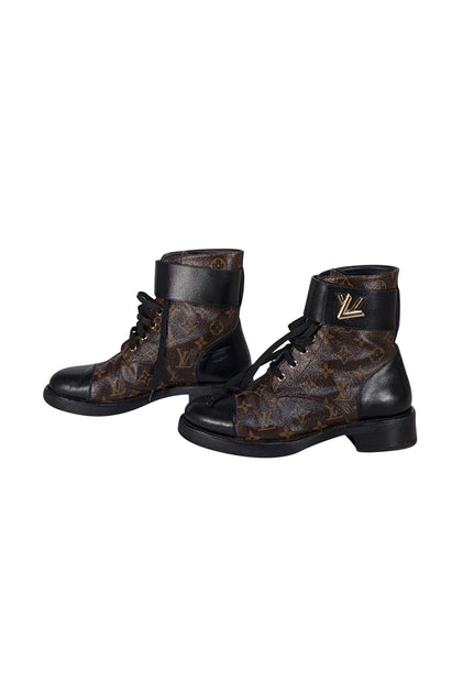 Louis Vuitton - Brown Monogram & Black Leather Citizen Flat  display picture 3