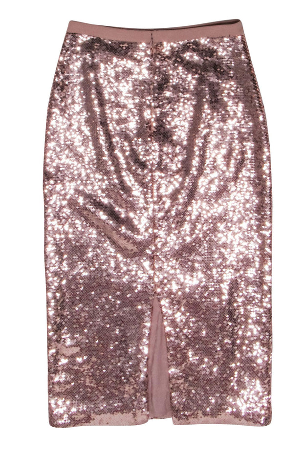 Current Boutique-Cami NYC - Rose Gold Sequin Midi Skirt Sz S