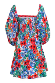 Current Boutique-Cara Cara - White w/ Multi Color Floral Print Puff Sleeve Dress Sz XL