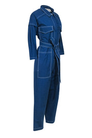 Current Boutique-Caron Callahan - Blue Long Sleeve Jumpsuit Sz L