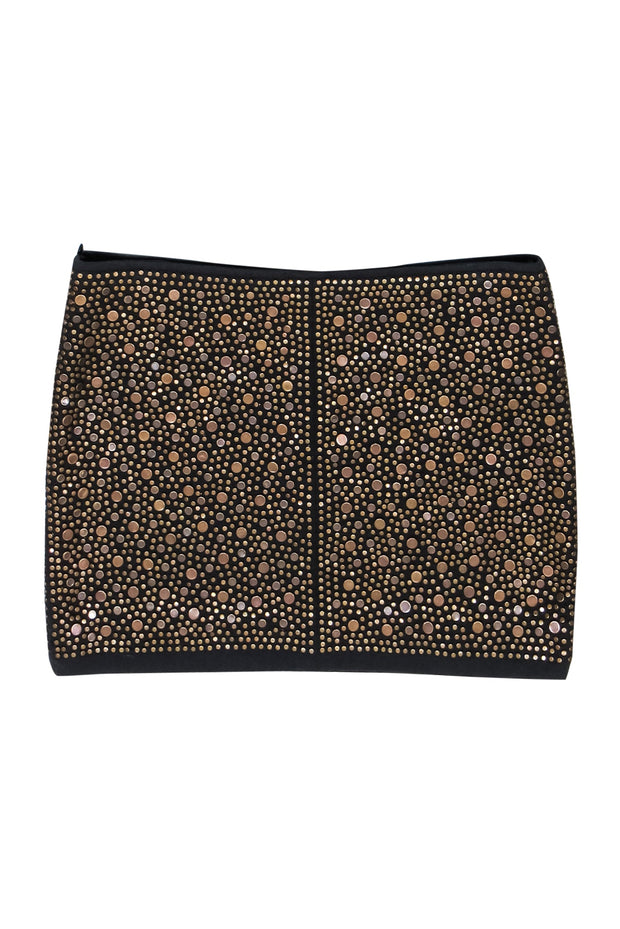 Current Boutique-Cecilia de Bucourt - Black Mini Skirt w/ Bronze Studs Sz S