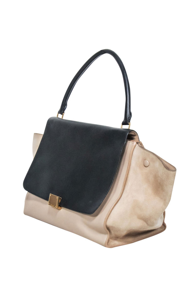 Current Boutique-Celine - Beige & Black Large Trapeze Tote Bag