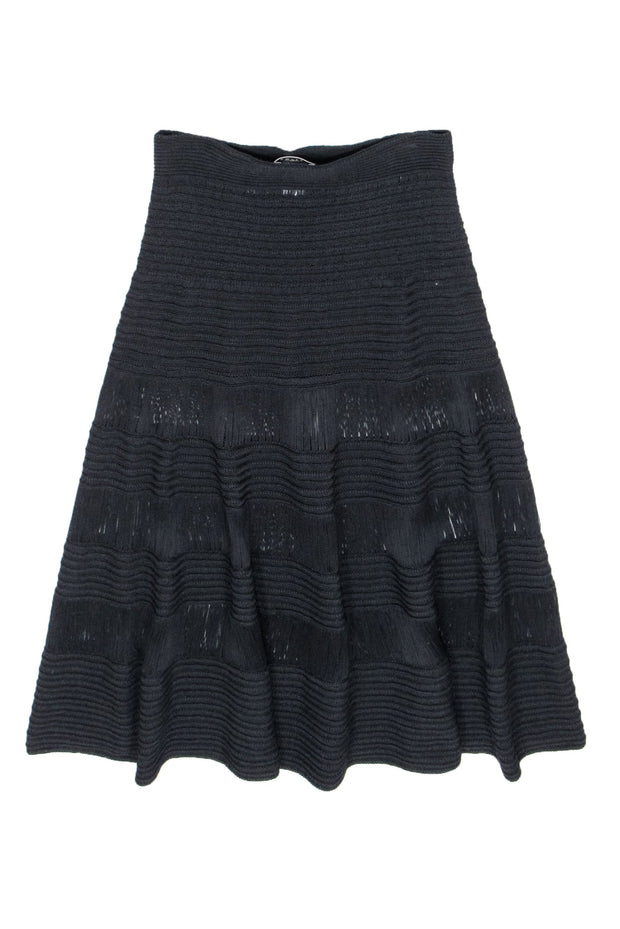 Current Boutique-Celine - Black Knit Midi Skirt Sz L