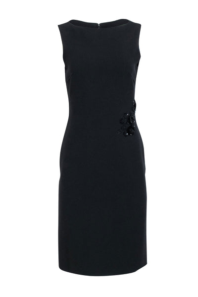 Current Boutique-Celine - Black Sleeveless Sheath Dress w/ Side Embellishment Detail Sz 6