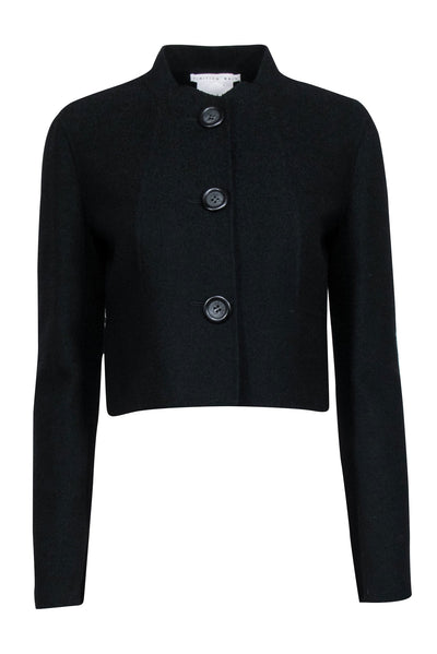Current Boutique-Celine - Black Wool Blend Crop Jacket Sz 8