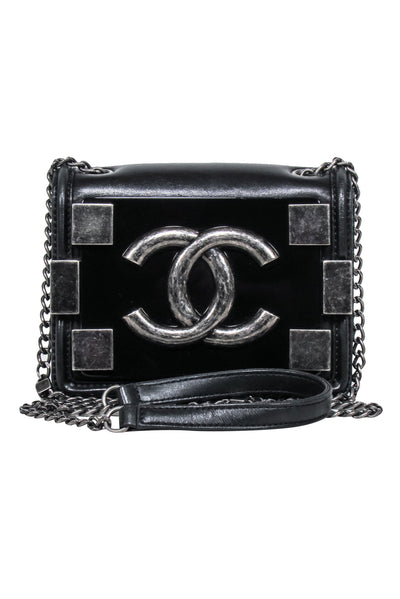 Current Boutique-Chanel - Black Leather “Boy Brick” Flap Mini Crossbody Bag