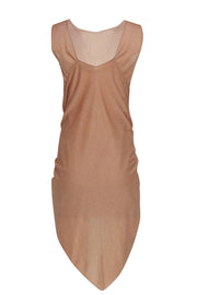 Current Boutique-Chanel - Champagne Gold Glitter Sleeveless Dress w/ Attached Shawl Sz 2