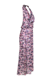 Current Boutique-Chanel - Pink, Black & Navy Star Print Tiered Maxi Halter Dress Sz 2