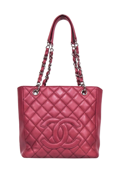 Current Boutique-Chanel - Red "Petit Caviar Shopping Tote" Shoulder Bag