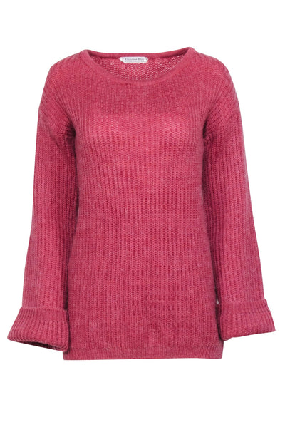 Current Boutique-Christian Dior - Dark Pink Knit Crewneck Sweater Sz 10