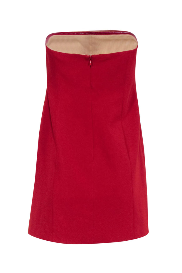 Current Boutique-Cinq a Sept - Red Strapless Mini Dress w/ Tassel Trimmed Ruffle Sz 12