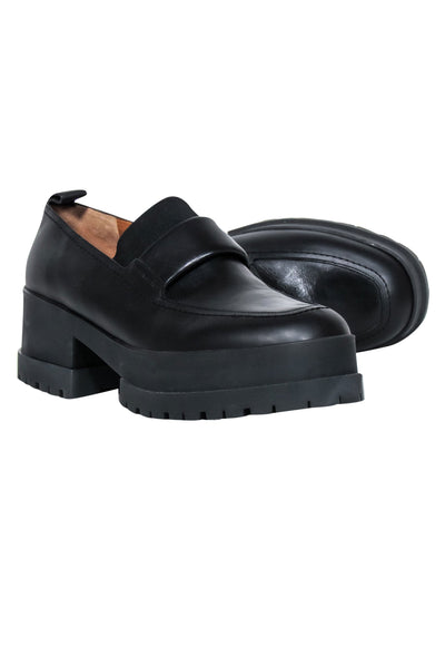 Current Boutique-Clergerie Paris - Black Leather Platform Loafers Sz 10