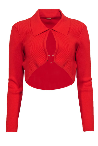 Current Boutique-Cult Gaia - Orange Knit Cropped Cardigan Sweater Sz XL