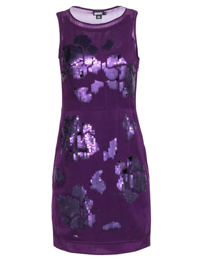 Current Boutique-DKNY - Purple Sleeveless Sequin Detail Dress Sz 2