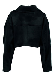 Current Boutique-Dept. Anonym - Black Wool Cropped Moto Zip Jacket Sz S