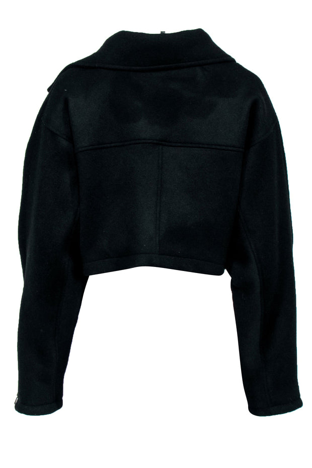 Current Boutique-Dept. Anonym - Black Wool Cropped Moto Zip Jacket Sz S