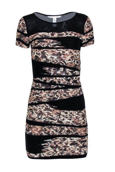 Current Boutique-Diane von Furstenberg - Black w/ Printed Ruffled Layers Dress Sz S