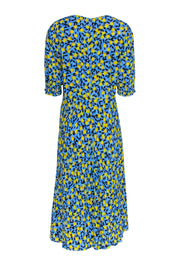 Current Boutique-Diane von Furstenberg - Blue w/ Lemon Print Short Sleeve Dress Sz 14
