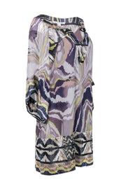 Current Boutique-Diane von Furstenberg - Grey, Purple, Navy, & Green Print Shift Dress Sz 8