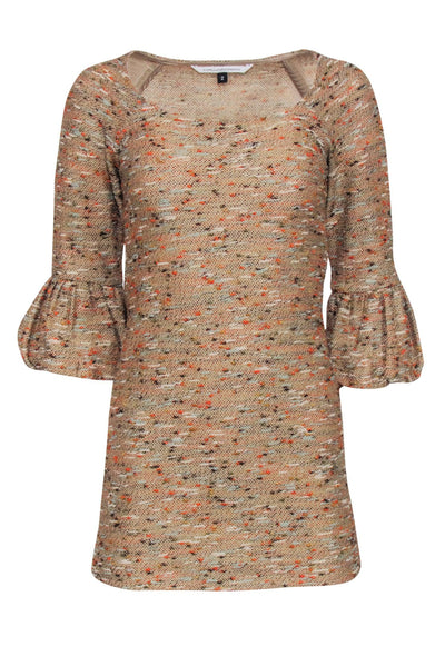 Current Boutique-Diane von Furstenberg - Tan & Multi Color Tweed Blend Mini Dress Sz 2