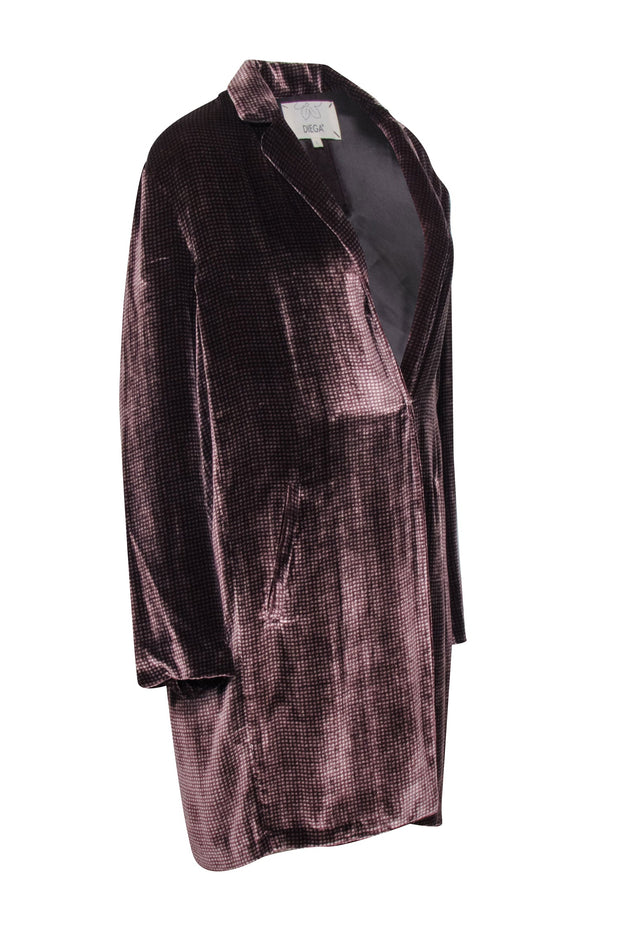 Current Boutique-Diega - Brown Print Velvet Long Blazer Sz L